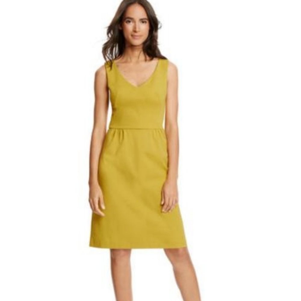Boden Sarah Ponte Knit Dress in Mustard Yellow Green Size US 8R